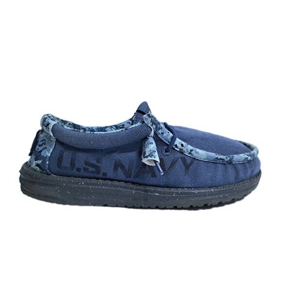 Hey Dude US Navy Camo Blue Wally Sox Mens Size 7 Military Slip On Shoes Sneakers - Picture 2 of 10